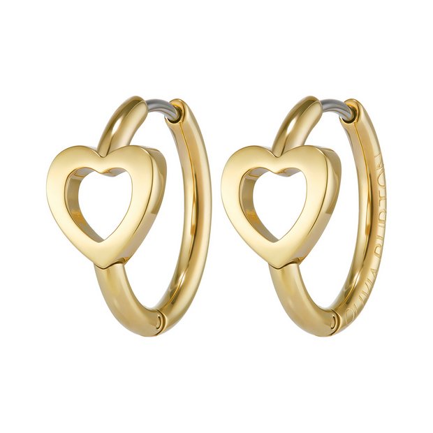 Olivia Burton heart hoop earrings stainless steel gold IP 13mm - British product