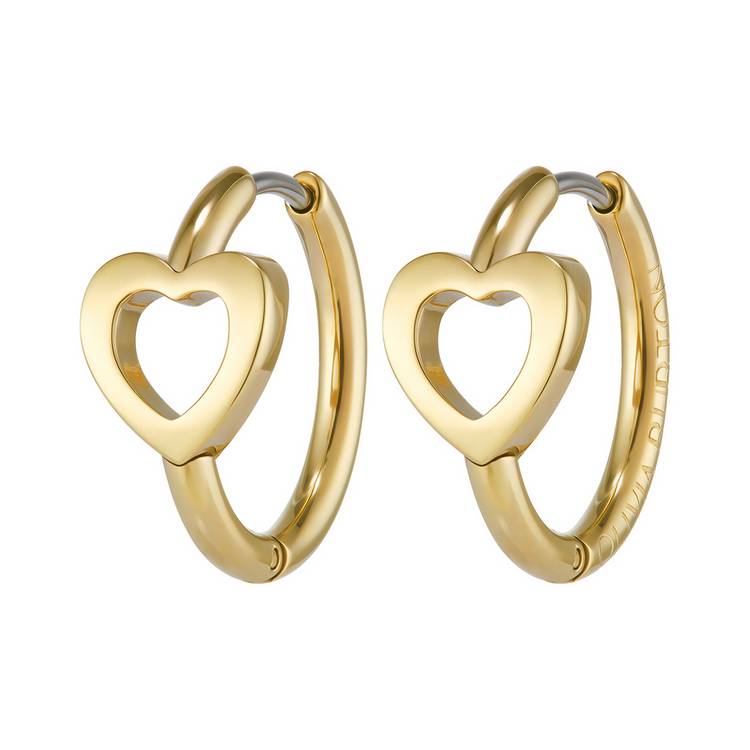Olivia Burton heart hoop earrings stainless steel gold IP 13mm - British product