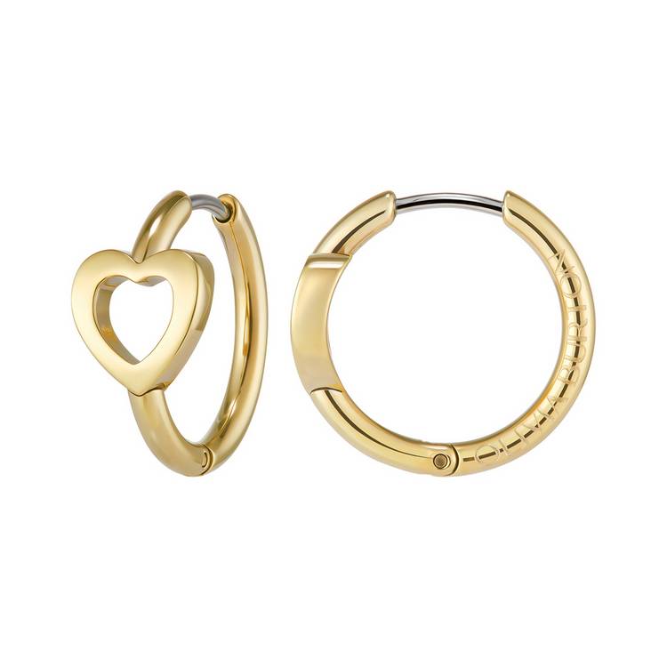 Olivia Burton heart hoop earrings stainless steel gold IP 13mm - British product