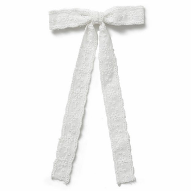Flitzy white lace bow hairclip, imported from the UK
