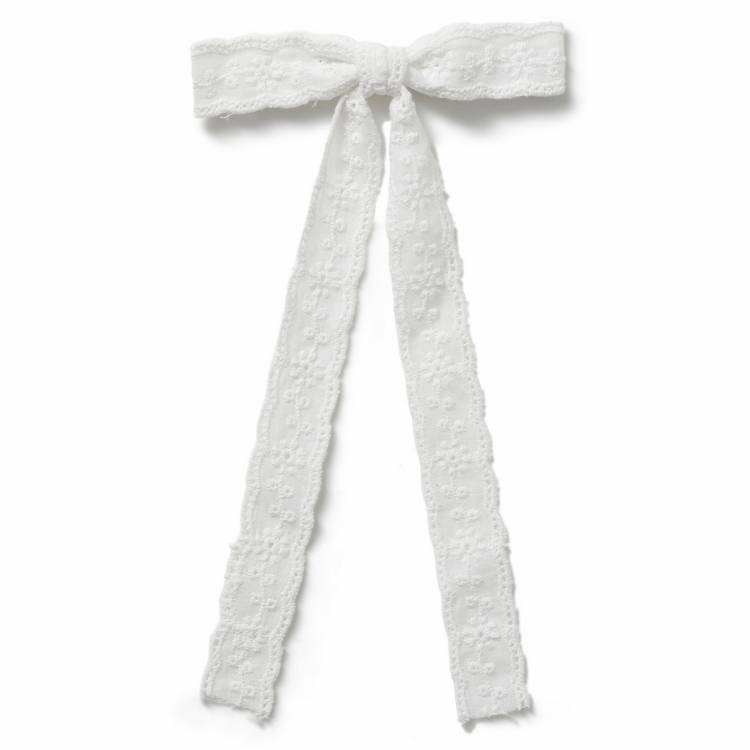 Flitzy white lace bow hairclip, imported from the UK
