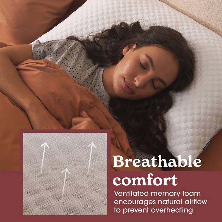 Sleepeezee All Seasons memory foam medium pillow 74x48cm, imported from the UK