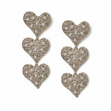 Freedom triple heart drop earrings with pearl accents (British brand)