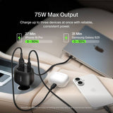 Belkin 75W car charger with retractable cable, imported from the UK