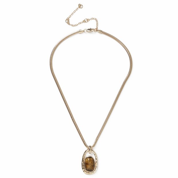 Revere pendant necklace brown stone gold tone, UK version