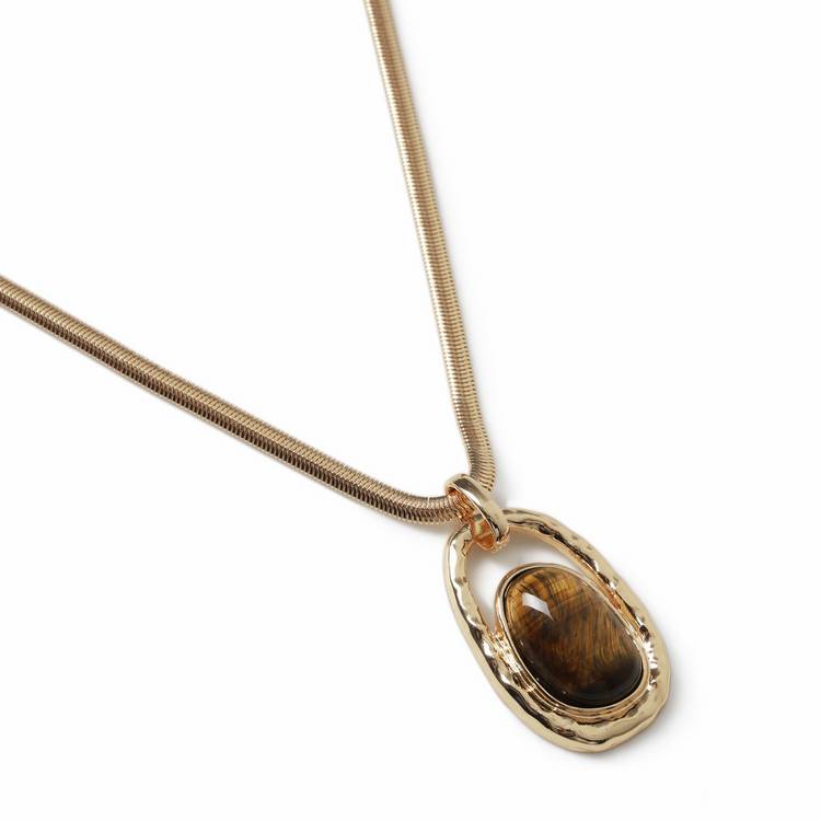 Revere pendant necklace brown stone gold tone, UK version