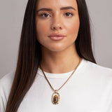 Revere pendant necklace brown stone gold tone, UK version