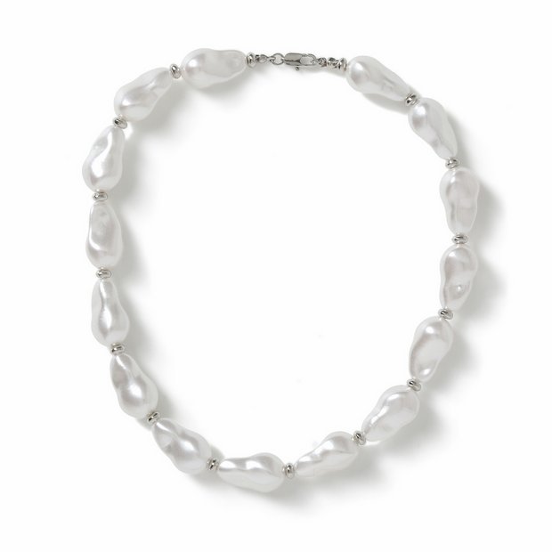 Freedom white irregular pearl necklace 45cm adjustable, UK version
