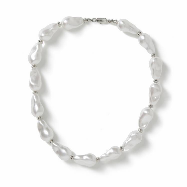 Freedom white irregular pearl necklace 45cm adjustable, UK version