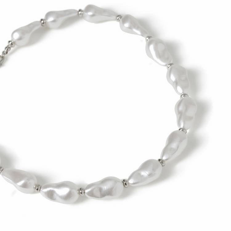 Freedom white irregular pearl necklace 45cm adjustable, UK version