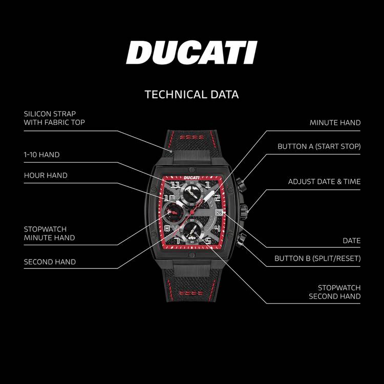 Ducati chronograph watch black and red, imported from the UK