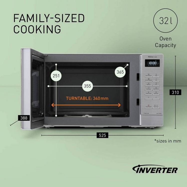 Panasonic microwave silver 32L 1000W, imported from the UK