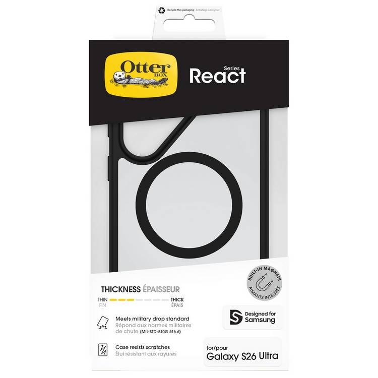 OtterBox React magnetic case for Samsung S26 Ultra clear black, UK version