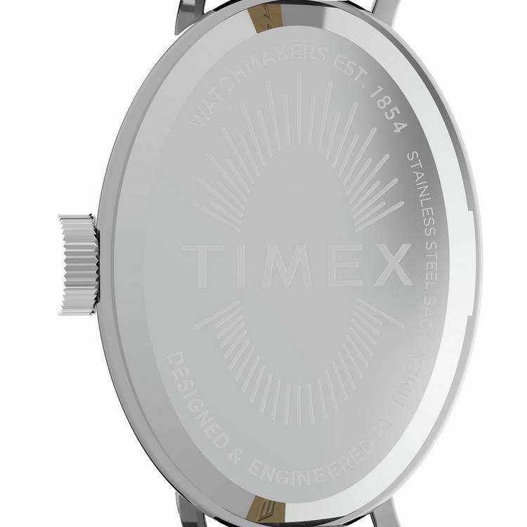 Timex Cavatina white dial watch black leather strap - British product