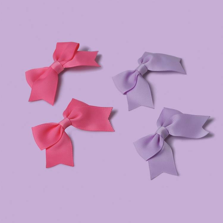 Flitzy pink lilac bow hairclips pack of 4 (British brand)
