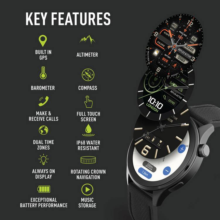 Reflex Active AMOLED GPS smart watch with maps, UK version