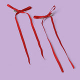 Flitzy red long ribbon hair clips pack of 2 - British product