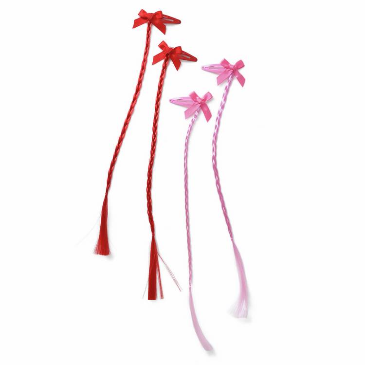 Flitzy bow with braid hair clips pack of 4, UK version