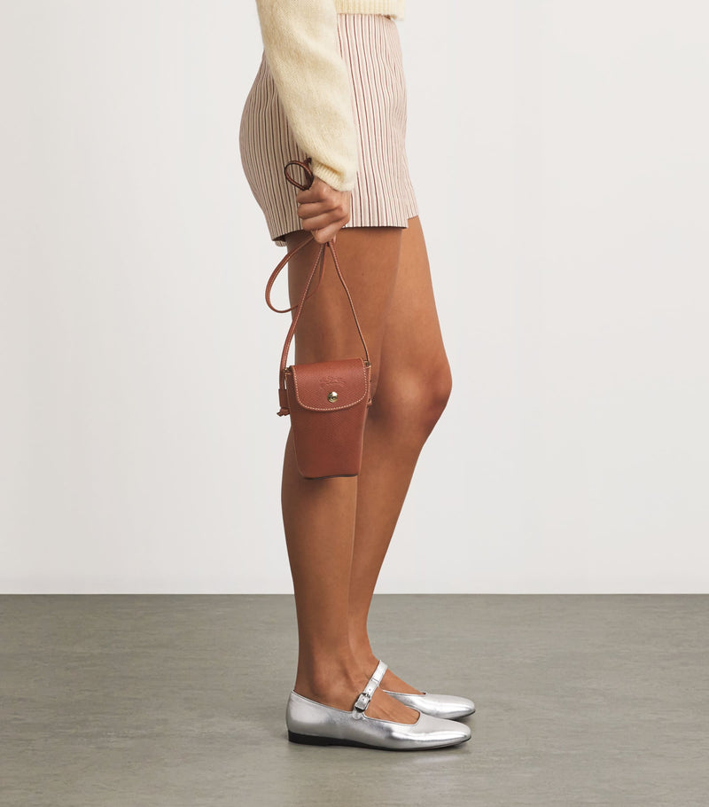 Longchamp Épure leather phone case with strap, UK version