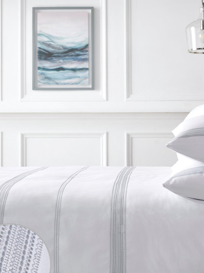 Appletree white embroidered band duvet cover set - British product