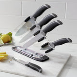 Argos Home 5 piece sloping knife block set black grey, imported from the UK