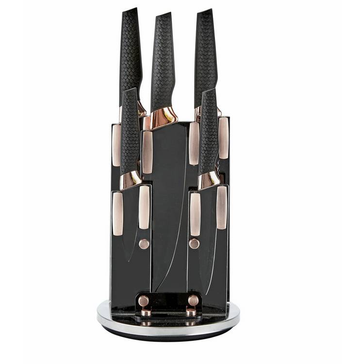 Argos Home revolving knife block set rose gold, British brand