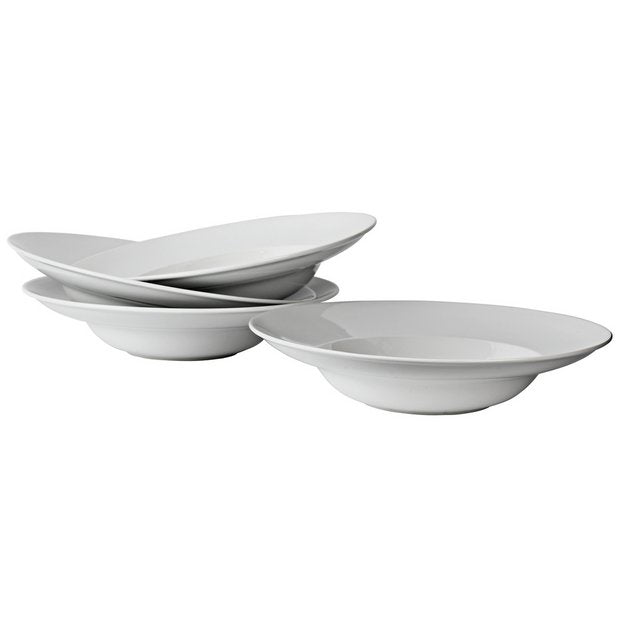 Argos Home set of 4 large porcelain pasta bowls (British brand)