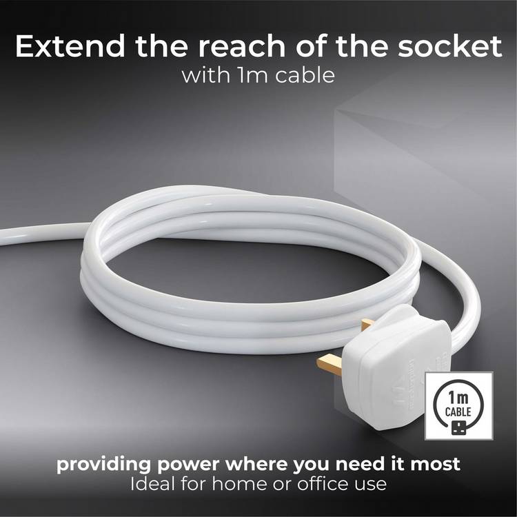 Masterplug 4 socket extension lead 1m cable, UK version