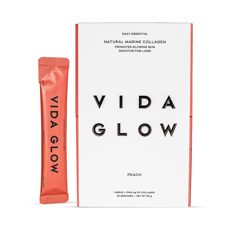 Vida Glow marine collagen peach supplement 30 sachets (British brand)
