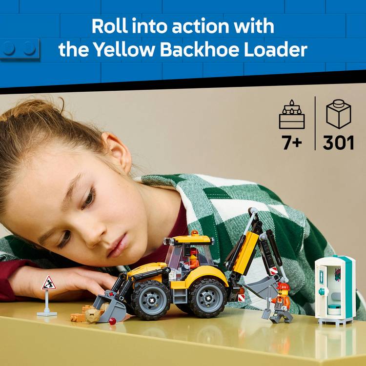 LEGO City Yellow Backhoe Loader toy building set, UK version
