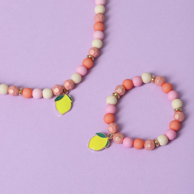 Flitzy lemon charm pastel stretch jewellery set for children (British brand)