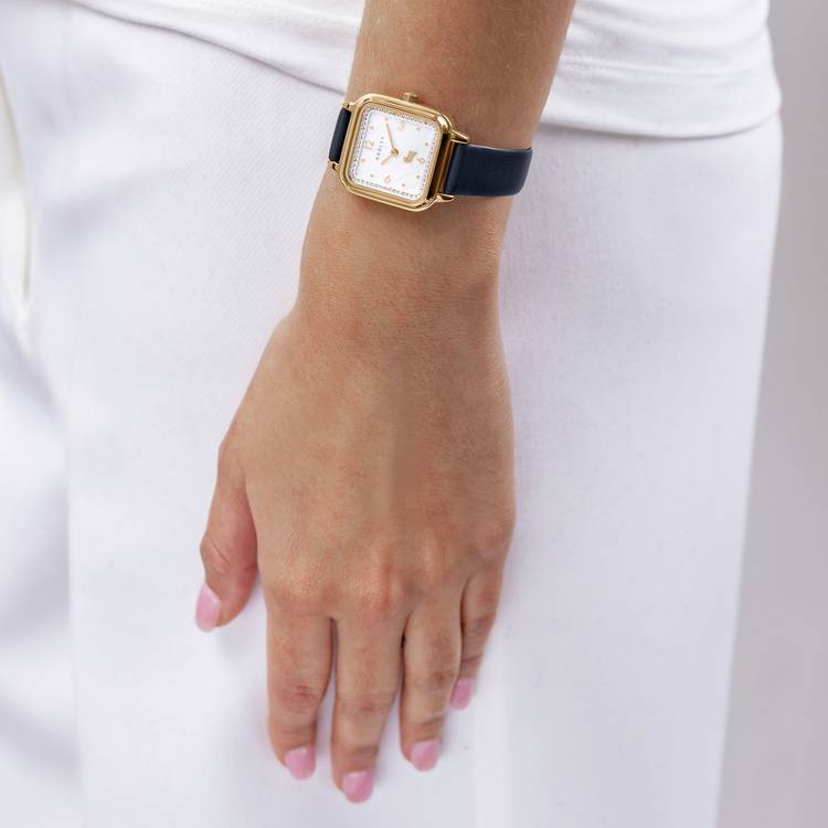Radley mother of pearl dial dark blue leather strap watch, UK version