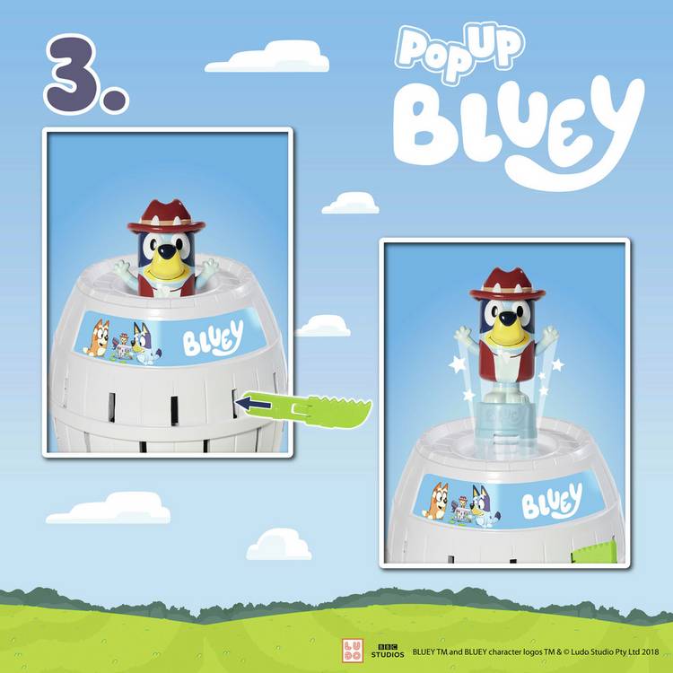 Tomy Bluey Pop Up Activity Game, imported from the UK