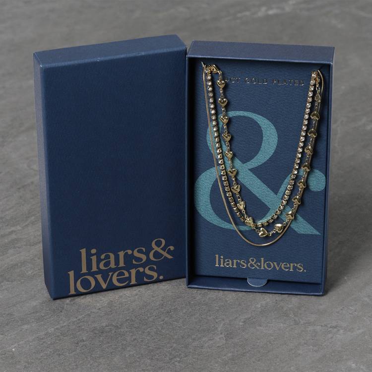 Liars & Lovers gold plated multilayered necklace 45cm (British brand)