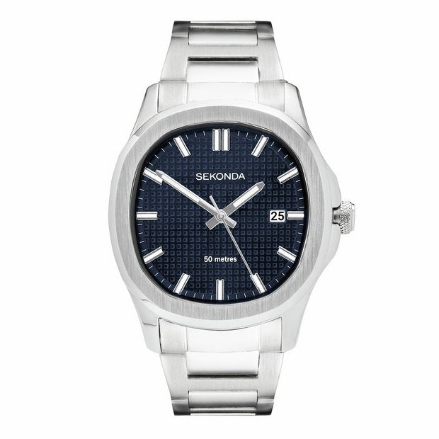 Sekonda Octaire silver stainless steel watch, UK version