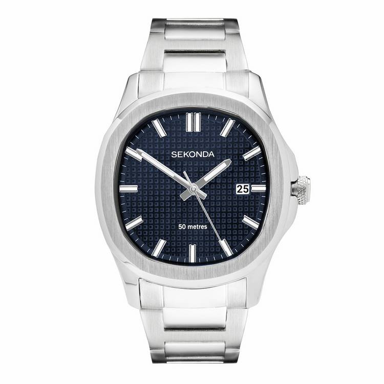 Sekonda Octaire silver stainless steel watch, UK version