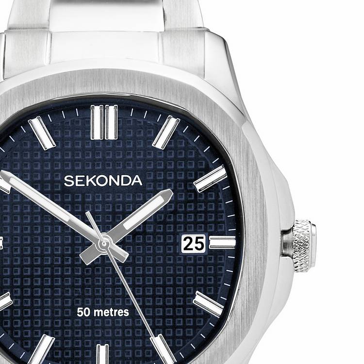 Sekonda Octaire silver stainless steel watch, UK version