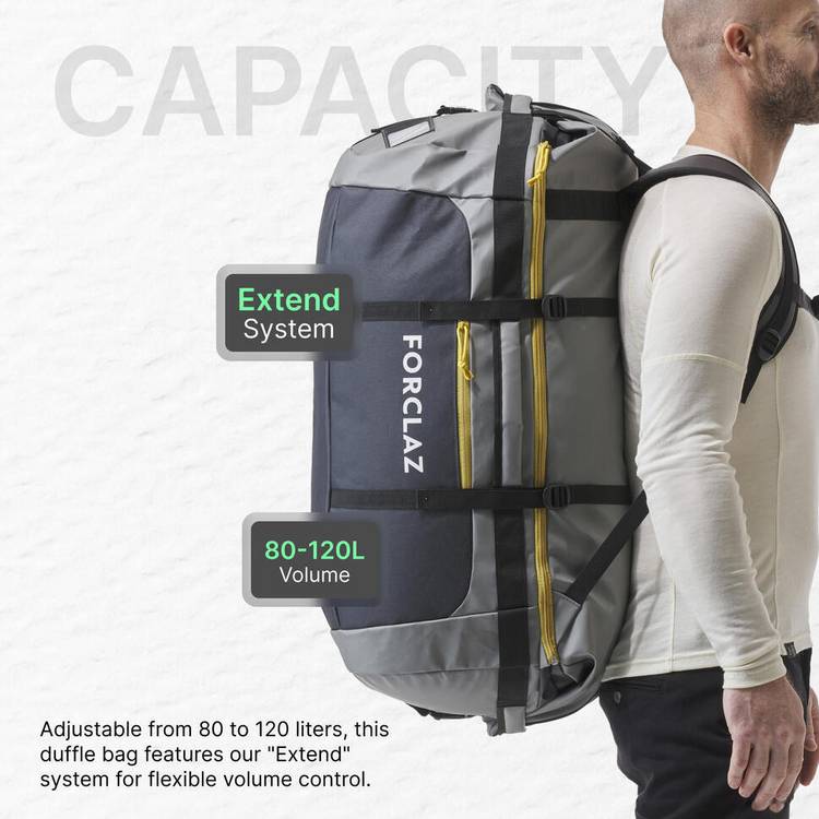 Decathlon expedition duffle bag 80-120L grey, UK version