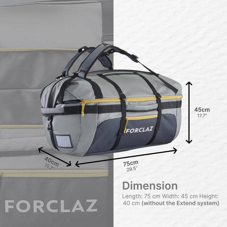 Decathlon expedition duffle bag 80-120L grey, UK version