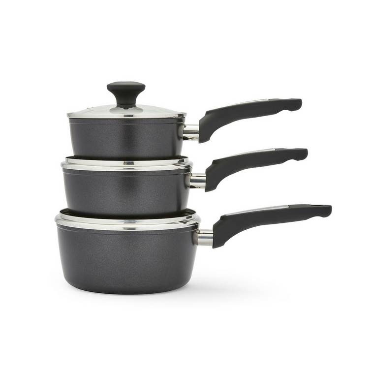 Morphy Richards 3 piece aluminium saucepan set, UK version