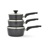 Morphy Richards 3 piece aluminium saucepan set, UK version