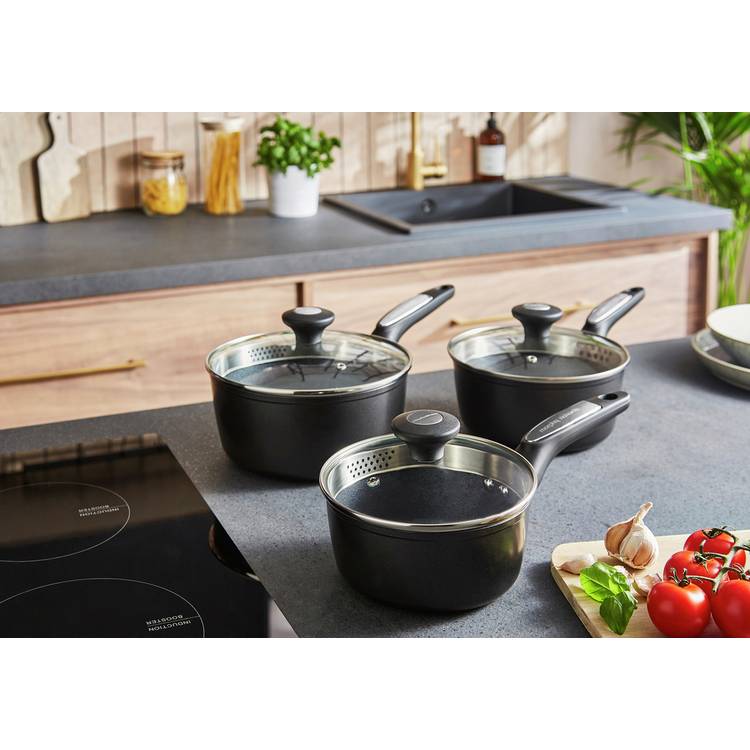 Morphy Richards 3 piece aluminium saucepan set, UK version