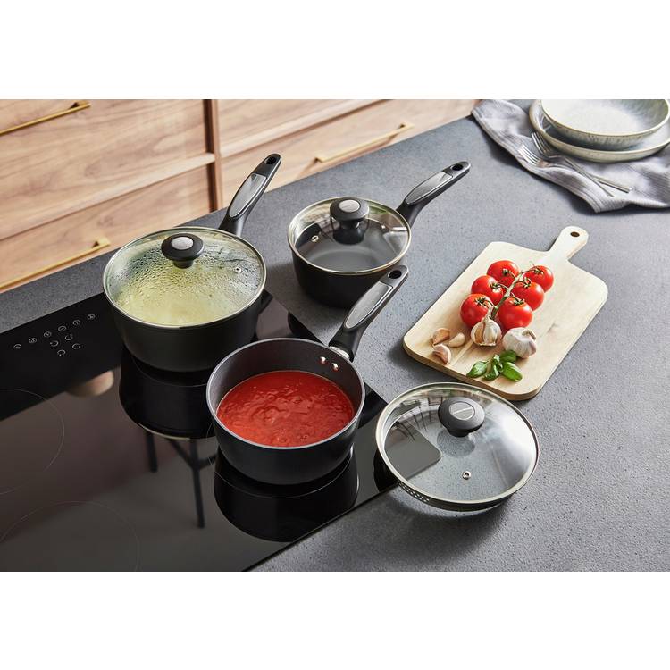Morphy Richards 3 piece aluminium saucepan set, UK version