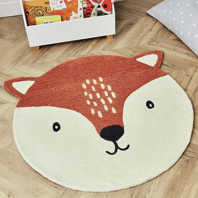 Argos Great Little Trading Company Animal Fox Round Wool Cut Pile Rug, 100x100cm- Buy online at McGrocer