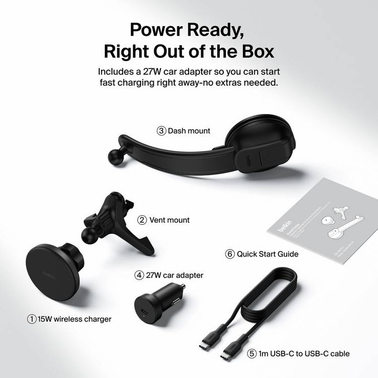 Belkin Qi2 MagSafe car charger black, imported from the UK