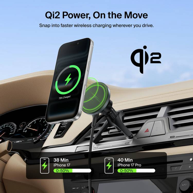 Belkin Qi2 MagSafe car charger black, imported from the UK