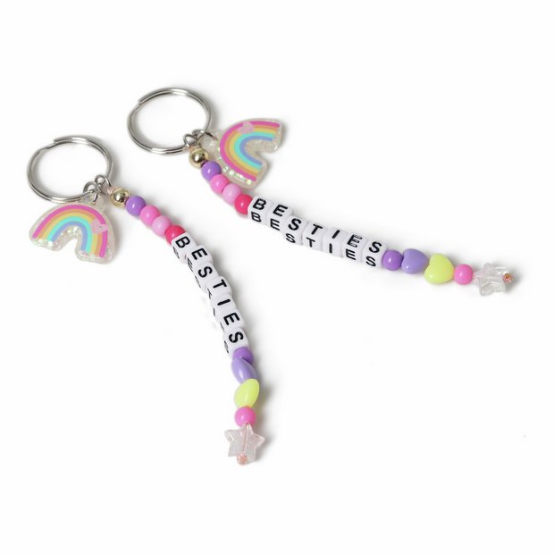 Flitzy rainbow beaded keyrings set of 2 - British product