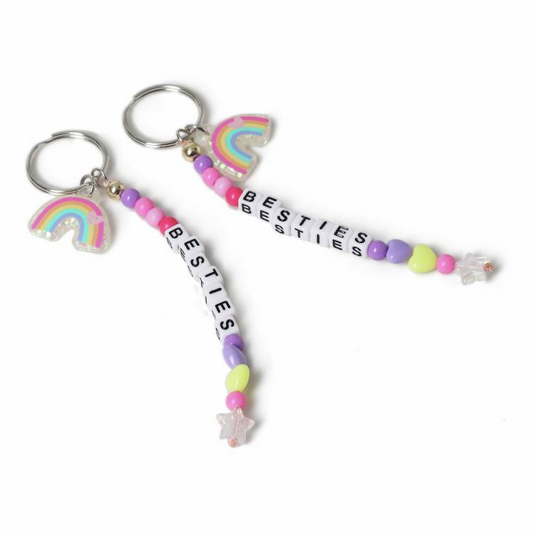 Flitzy rainbow beaded keyrings set of 2 - British product