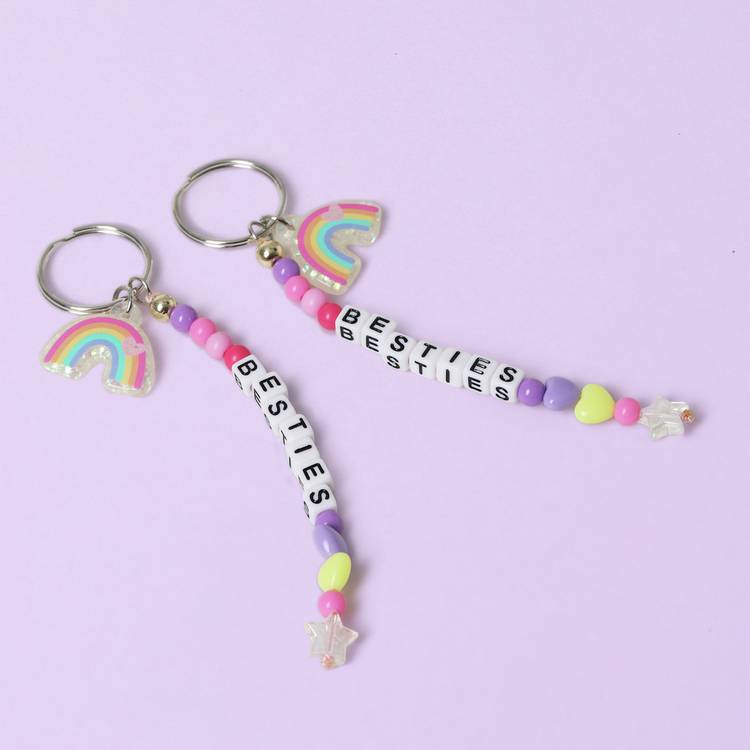 Flitzy rainbow beaded keyrings set of 2 - British product
