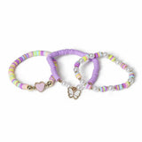 Flitzy pastel bead bracelet set with heart and butterfly charms (British brand)